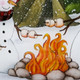 Love you Smore Snowman Hand Painted White Blue And Green Glass Finial Ornament