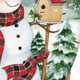 Holiday Lodge Snowman Hand Painted Green Red And White Glass Finial Ornament