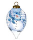 Ice Skating Snowman Hand Painted White And Blue Glass Finial Ornament