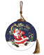 Ho Ho Ho Santa Hand Painted Blue White And Red Glass Ball Ornament