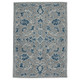 8' X 10' Gray Blue And Ivory Wool Floral Medallion Hand Hooked Area Rug