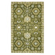 5' X 8' Olive Green Ivory And Light Brown Wool Floral Medallion Hand Hooked Area Rug