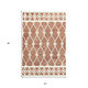 5' X 8' Rust And Ivory Wool Argyle Hand Hooked Area Rug