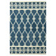 9' X 13' Blue And Ivory Wool Argyle Hand Hooked Area Rug