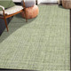 2' X 3' Green And Light Green Wool Striped Hand Tufted Area Rug