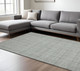 9' X 12' Gray Blue And Ivory Wool Plaid Hand Tufted Area Rug