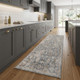 8' Dark Gray Ivory And Brown Medallion Runner Rug