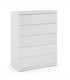 36" White Wood Five Drawer Dresser