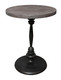 21" Natural and Black Distressed Solid Wood and Iron Round Pedestal End Table
