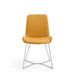 Set of Two Orange and Silver Upholstered Dining Side Chairs