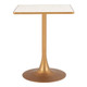 24" Beige and Gold Wood and Steel Pedestal Base Square Dining Table