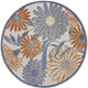 8' Beige Round Floral Indoor Outdoor Area Rug