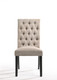Set of Two Tan and Black Tufted Linen Open Back Dining Side Chairs