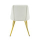 Set of Two White and Gold Upholstered Faux Leather And Metal Dining Side Chairs