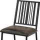 Set of Two Black Faux Leather Slat Back Dining Side Chairs