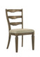 Set of Two Gray and Oak Fabric Open Back Dining Side Chairs