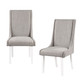 Set of Two Gray and White Linen Dining Side Chairs