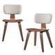 Set of Two Green and Brown Fabric Open Back Dining Side Chairs