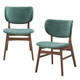 Set of Two Green and Brown Fabric Open Back Dining Side Chairs