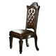 Set of Two Dark Brown and Mahogany Tufted Faux Leather Dining Side Chairs