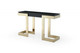 52" Black and Gold Glass Pedestal Console Table