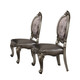 Set of Two Silver and Platinum Upholstered Faux Leather And Solid Wood King Louis Back Dining Side Chairs