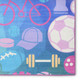5' X 7' Purple Pink And Blue Sports Youthful Washable Area Rug