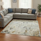 10' X 14' Green Floral Distressed Area Rug