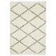 10' X 13' Ivory Tan And Gray Diamond Shag Area Rug With Fringe