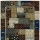 10' X 13' Brown Tan And Blue Patchwork Area Rug