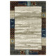 10' X 13' Ivory Tan And Blue Patchwork Area Rug