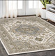 5' X 8' Ivory And Gold Medallion Distressed Area Rug With Fringe