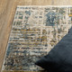 7' X 10' Blue And Gold Abstract Distressed Area Rug With Fringe