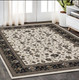 5' X 8' Ivory Oriental Area Rug With Fringe