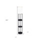 67" Black Metal Column Floor Lamp With White Linen Shade