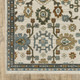 5' X 8' Ivory Blue And Brown Floral Area Rug With Fringe