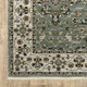 5' X 8' Blue Green And Beige Floral Area Rug With Fringe