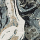 10' X 13' Blue Black And Ivory Abstract Area Rug With Fringe