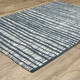 2' X 3' Teal And Ivory Striped Distressed Area Rug