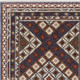 8' Blue Red And Ivory Diamond Runner Rug With Fringe