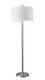 61" Silver Two Light Floor Lamp With White Fabric Drum Shade