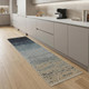 8' Blue And Beige Ombre Runner Rug With Fringe