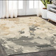 5' X 8' Beige And Charcoal Wool Abstract Hand Tufted Area Rug