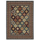 7' X 10' Navy Blue Red And Orange Oriental Area Rug With Fringe