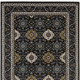 7' X 10' Navy Blue And Gold Medallion Area Rug With Fringe