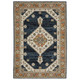 5' X 7' Blue And Orange Medallion Area Rug