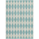8' X 10' Teal Blue And Ivory Geometric Washable Indoor Outdoor Area Rug