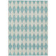 9' X 12' Teal Blue And Ivory Geometric Washable Indoor Outdoor Area Rug