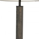 62" Black Wood And Metal Floor Lamp With Light Gray Fabric Drum Shade