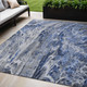 5' X 8' Denim Blue And Navy Blue Abstract Washable Indoor Outdoor Area Rug